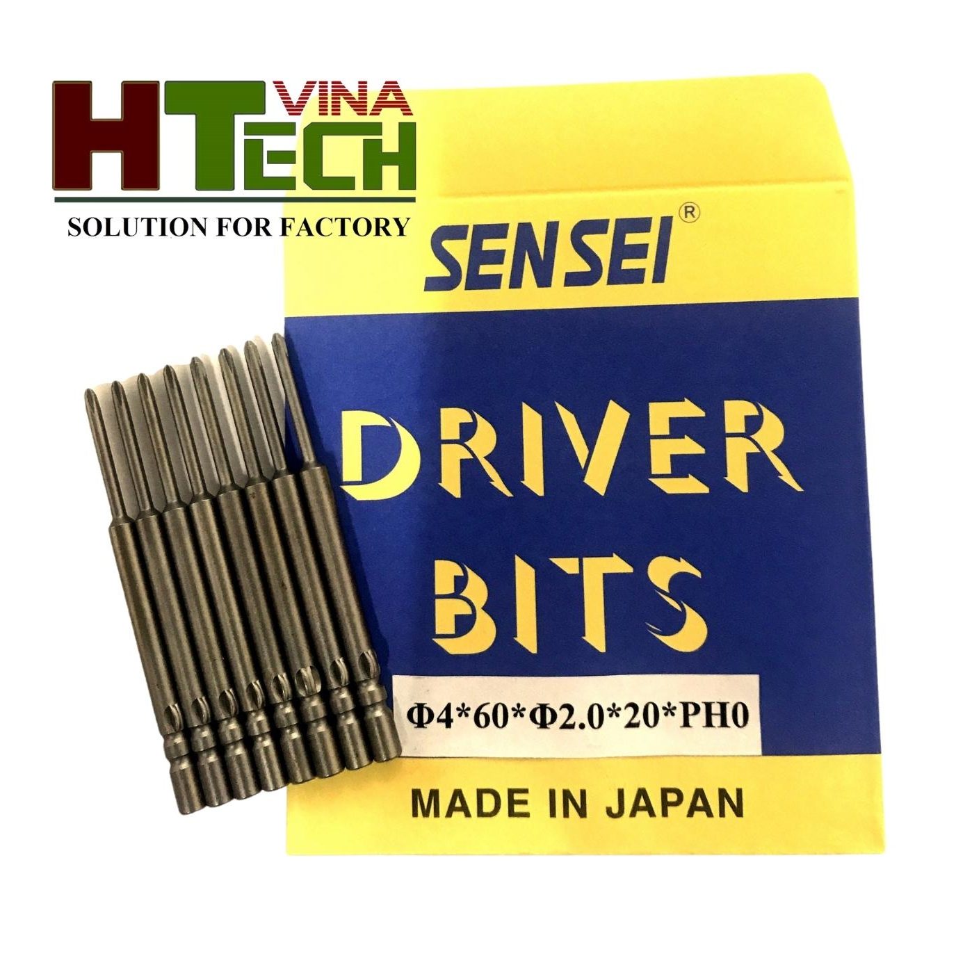 Mũi vặn vít Φ4*60*Φ2.0*20*PH0, mũi vặn vít SENSEI Nhật Bản