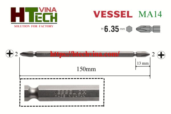 Mũi vặn vít Vessel M-A14+2x150