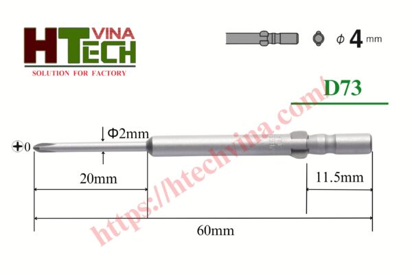 Mũi vặn vít Vessel D73+0x2x20x60