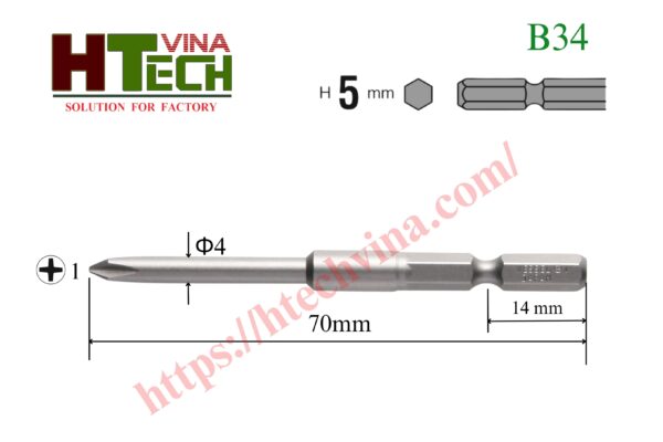 Mũi vặn vít Vessel B34+1x4x70H