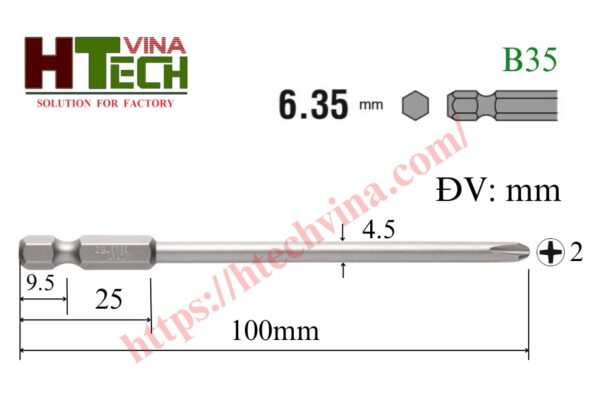 Mũi vặn vít Vessel B35+2x4.5x100H