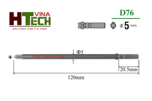 Đầu vít Vessel D76+2x5x120