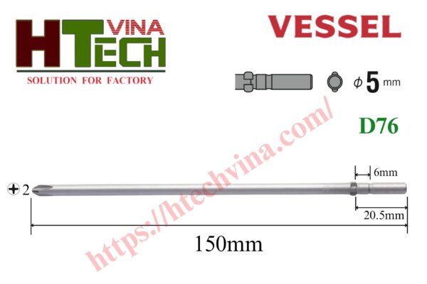 Thông số mũi vặn vít D76+2x5x150