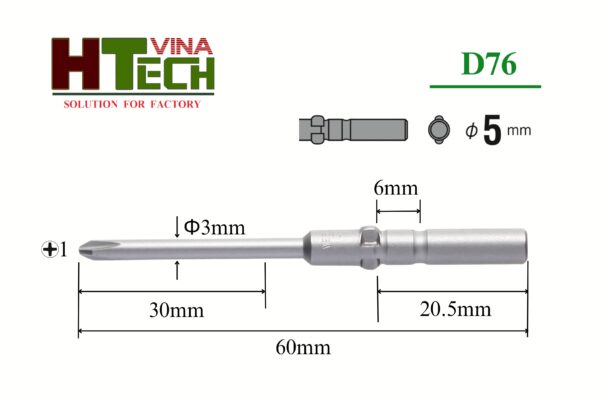 Đầu vặn vít Vessel D76+1x3x60