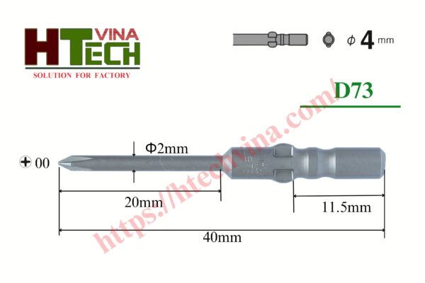 Thông số mũi vặn vít D73+00x2x40