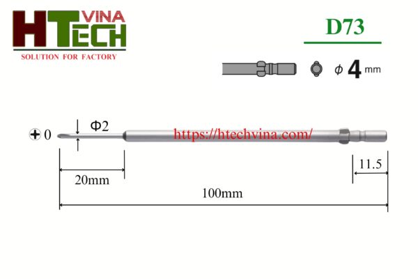 thông số mũi vặn vít Vessel D73+0x2x20x100