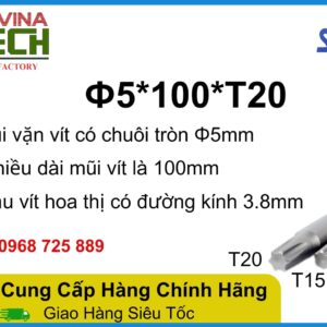 Cách đọc thông số mũi vặn vít Φ5x100xT20