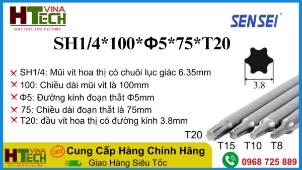 Mũi vặn vít hoa thị T20