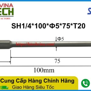 Thông số mũi Vít Hoa Thị SH14*100*Φ5.0*75*T20